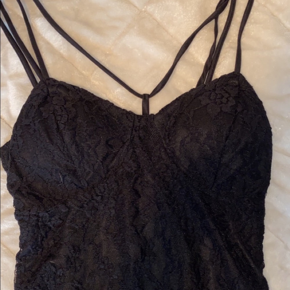 Black lace spaghetti strap shirt